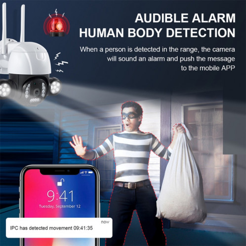 QX55 3.0 millions de pixels IP65 Imperméable Appareil photo 2.4G Wireless IP, prise en charge de la détection de mouvement et de la vision audio et de la nuit à deux voies, carte UE SH15EU1695-09