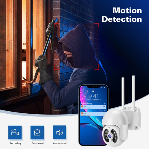 TUYA QX56 3.0 millions de pixels IP66 IP66 Imperméable 2.4G Caméra IP sans fil, Support Amazon Alexa & Google Home & Motion Détection & Détection de mouvement et de la carte audio à deux voies Vision nocturne et de SH16AU1605-08