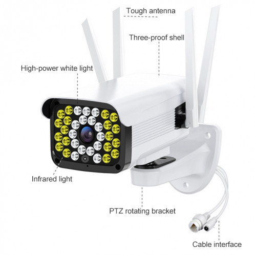 DIFANG DF-36Q Outdor HD Surveillance IP Caméra IP, Support VOIX INTERCOM & VISION DE VISIONS ET DE LA VISITEUR HUMANGIE ET ​​DE LA FIGURE HUMANGE, WIFI + HD PTZ Rotation + Endurance Power-Off Endurance, Fiche SD29US617-011