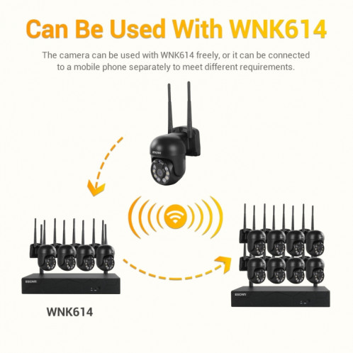 Escam WNK610 3,0 millions de pixels Dôme sans fil Caméra IP, prise en charge de la détection de mouvement et de la vision de la nuit audio et de la couleur à deux voies, carte US SE37US558-014