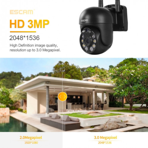 Escam WNK610 3,0 millions de pixels Dôme sans fil Caméra IP, prise en charge de la détection de mouvement et de la vision de la nuit audio et de la couleur à deux voies, carte US SE37US558-014