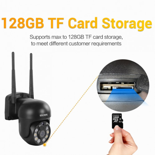Escam WNK610 3,0 millions de pixels Dôme sans fil Caméra IP, prise en charge de la détection de mouvement et de la vision de la nuit audio et de la couleur à deux voies, carte US SE37US558-014
