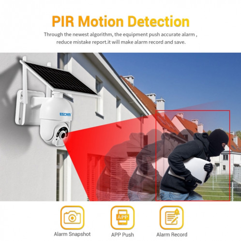 Escam QF450 HD 1080P 4G Version EU Caméra IP à énergie solaire sans mémoire, supporte la détection de mouvement de l'audio et du PIR à double sens et la vision nocturne et la carte TF SE0239441-014