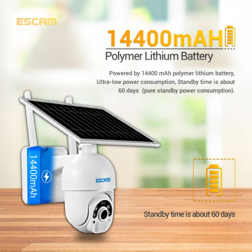 Escam QF450 HD 1080P 4G Version Caméra IP Powered Solar avec mémoire 32G, prise en charge de la détection de mouvement audio et du PIR à deux voies Vision et de la nuit de la nuit et de la carte TF SE0247599-014