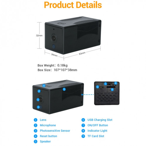 G17 2.0 MILLIONS PIXELS HD 1080P Smart WiFi IP Caméra IP, Support Night Vision et Deux voies Distection audio & Motion et carte TF, SH10EU1111-013