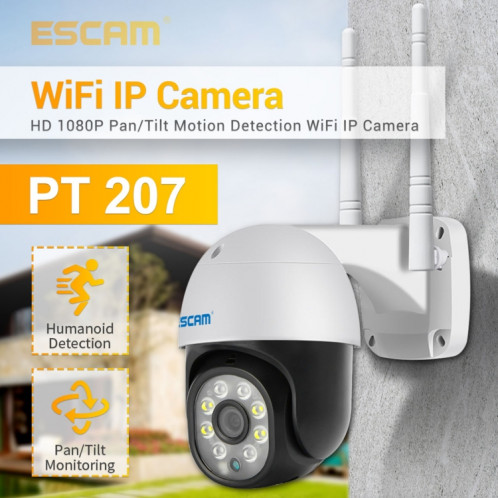 ESCAM PT207 HD 1080P WIFI Caméra IP, Support Deux voies Audio / Détection de mouvement / Vision nocturne / Carte TF SE12UK1696-013