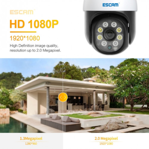 ESCAM PT207 HD 1080P WIFI Caméra IP, Support Deux voies Audio / Détection de mouvement / Vision nocturne / Carte TF SE12UK1696-013