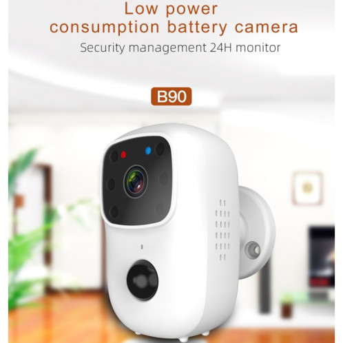 B90 Caméra de surveillance de la batterie à faible puissance, support d'interphone bidirectionnel, carte TF, induction du corps humain PIR SH03151663-011