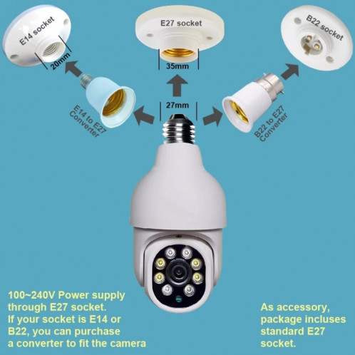 Caméra d'ampoule d'ampoule de réseau extérieur HD DP19 SMART SMART BAND WIFI HD, SUPPORTATEUR INFRARRED NUIT VISITE ET DÉTECTION DE MOTION ET CARTE TF SH03171500-010