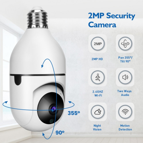DP17 2.0 millions de pixels Smart Source Smart Dual-Band WIFI 1080P HD Network Outfor Network Caméra ampoule, Soutenir une vision nocturne infrarouge et détection audio et de mouvement à deux voies et carte TF SH0318689-010