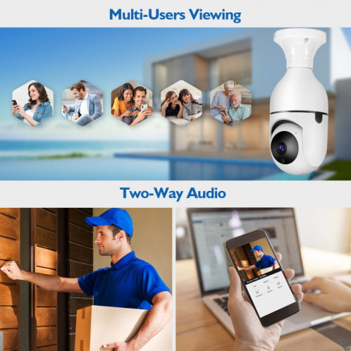 DP17 2.0 millions de pixels Smart Source Smart Dual-Band WIFI 1080P HD Network Outfor Network Caméra ampoule, Soutenir une vision nocturne infrarouge et détection audio et de mouvement à deux voies et carte TF SH0318689-010