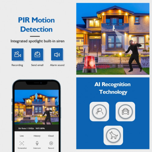 DP17 2.0 millions de pixels Smart Source Smart Dual-Band WIFI 1080P HD Network Outfor Network Caméra ampoule, Soutenir une vision nocturne infrarouge et détection audio et de mouvement à deux voies et carte TF SH0318689-010