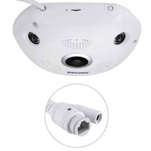 ESCAM Shark QP180 960P 360 degrés Fisheye objectif 1.3MP WiFi IP Camera, détection de mouvement de soutien / vision nocturne, Distance IR: 10m SE0327336-020