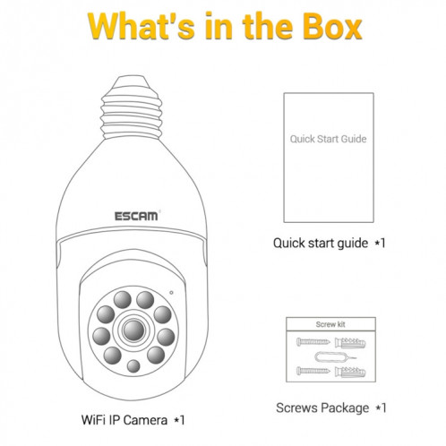 ESCAM PT208 1080P HD Ampoule HD Caméra WiFi, détection de mouvement de support, audio bidirectionnel, vision nocturne, carte TF SE0328879-013