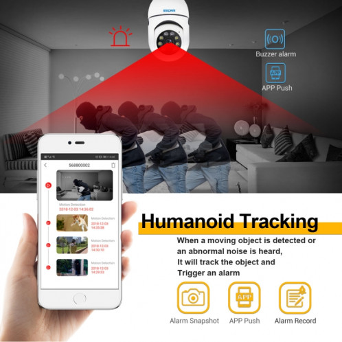 ESCAM PT208 1080P HD Ampoule HD Caméra WiFi, détection de mouvement de support, audio bidirectionnel, vision nocturne, carte TF SE0328879-013