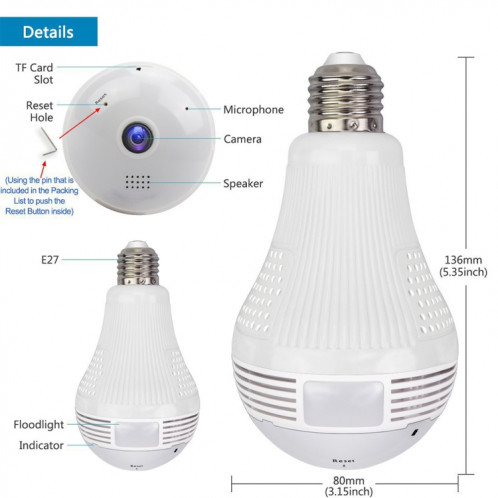 B3 1,3 million de pixels Home Smart WiFi Panoramic Light Ampoule SH0334878-08
