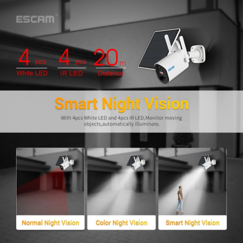 ESCAM QF490 HD 1080P 4G Panneau solaire IP Camera, version d'Asie du Sud-Est SE0347604-09