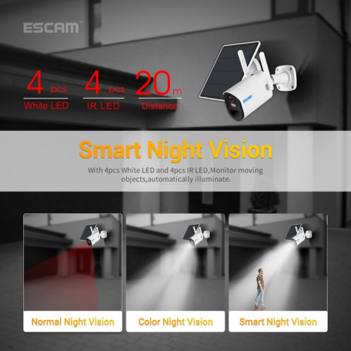 ESCAM QF490 HD 1080P 4G 3.8W Panneau solaire IP Camera, version UE SE0348470-09