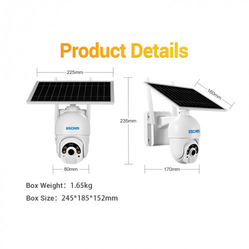 Escam QF450 HD 1080P 4G Version américaine Caméra IP à énergie solaire avec mémoire de 16 g, prise en charge de la détection de mouvement audio et PIR à deux voies de la vision et de la carte nuit et de la carte SE03506-014