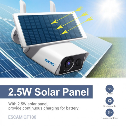 ESCAM QF180 H.265 Caméra IP WiFi Solar 3MP, sans batterie (blanc) SE362W438-08