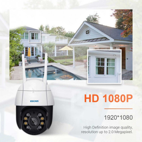 ESCAM QF218 1080P Pan / Tilt AI Détection humanoïde IP66 Caméra IP WiFi étanche, Prise en charge ONVIF / Vision nocturne / Carte TF / Audio bidirectionnel, Prise UE SE28EU358-015