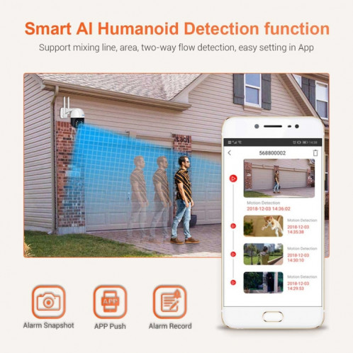 ESCAM QF218 1080P Pan / Tilt AI Détection humanoïde IP66 Caméra IP WiFi étanche, Prise en charge ONVIF / Vision nocturne / Carte TF / Audio bidirectionnel, Prise UE SE28EU358-015