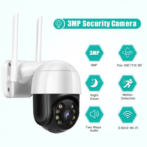 QX29 3.0MP HD WiFi IP Caméra, Support Night Vision & Détection de mouvement et carte Audio & TF à deux voies, SH66EU351-010