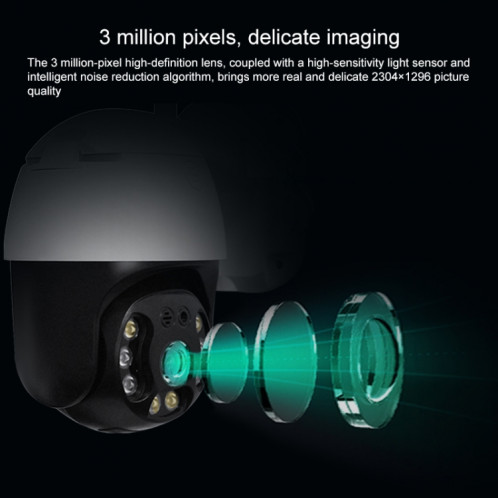 QX36 1080P 3.0mp 3.0mp 3.6mm Lens IP65 Imperméable PTZ PTZ 360 degrés Appareil photo WiFi rotatif à 360 degrés, Prise en charge de la journée et de la nuit Colorie et à double sens Intercom & Motion Humanoid SH68AU130-014