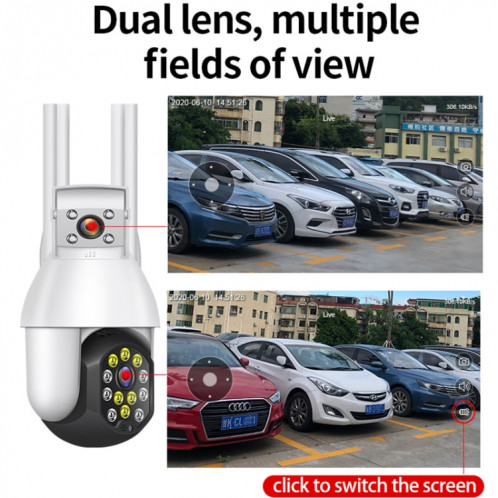 QX41 1080P 2.0mp double objectif IP66 Imperméable PTZ PTZ PTZ WiFi Caméra, Prise en charge de la journée et de la nuit Pleine de couleur et de la voix à deux voies et d'alarme intelligente et de lecture vidéo et SH69EU506-015