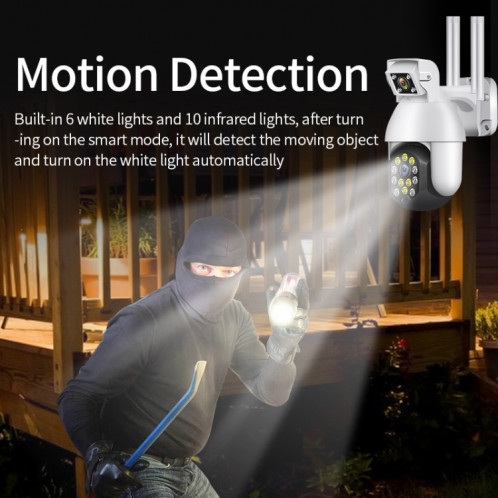 QX41 1080P 2.0mp double objectif IP66 Imperméable PTZ PTZ PTZ WiFi Caméra, Prise en charge de la journée et de la nuit Pleine de couleur et de la voix à deux voies et d'alarme intelligente et de lecture vidéo et SH69EU506-015