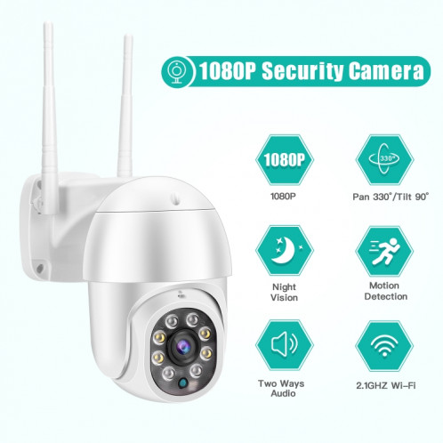 QX43-2 1080P 2.0mp 2.0mp Lentille IP66 Imperméable PTZ PTZ rotative WiFi Caméra, Soutenir une vision nocturne infrarouge et une touche vocale à double sens et de la détection de mouvement et de la carte 128 Go TF, SH70US1795-011