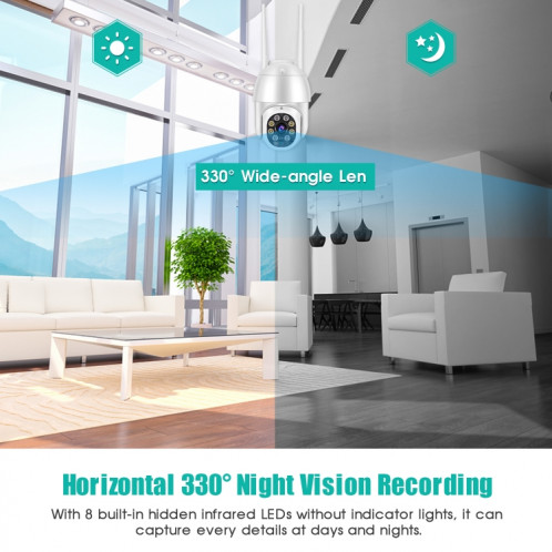 QX43-2 1080P 2.0mp 2.0mp Lentille IP66 Imperméable PTZ PTZ rotative WiFi Caméra, Soutenir une vision nocturne infrarouge et une touche vocale à double sens et de la détection de mouvement et de la carte 128 Go TF, SH70US1795-011