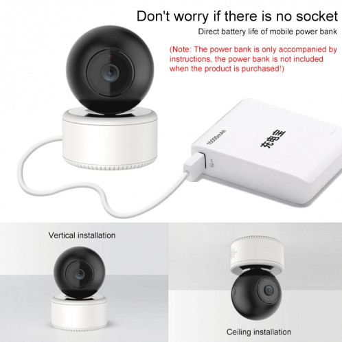 YT46 HD Wireless Network Network Shaking Head Camera, détection de mouvement et carte nocturne infrarouge et carte Micro SD, SH75EU1834-015