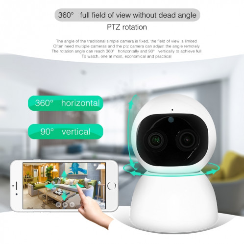 YT48 HD Network Indoor Network Shambre Caméra jumelle, détection de mouvement et vision nocturne infrarouge et carte Micro SD, SH77EU693-017