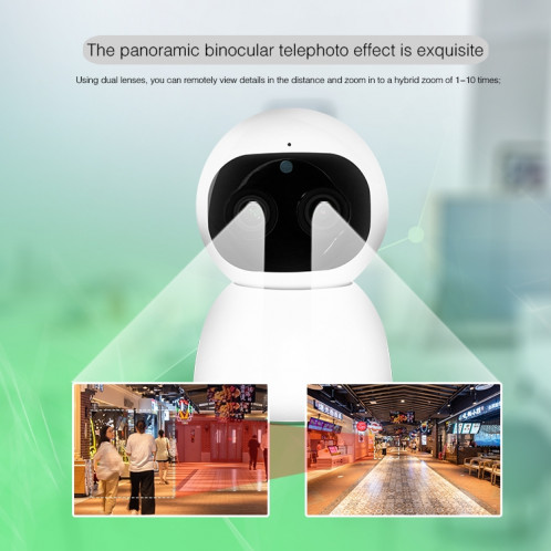 YT48 HD Network Indoor Network Shambre Caméra jumelle, détection de mouvement et vision nocturne infrarouge et carte Micro SD, SH77EU693-017