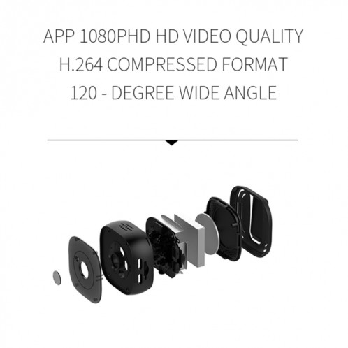 H9 Mini HD 1280 x 720p 120 Degre Large Large à angle WiFi Smart WiFi SURVEILLANCE Caméra (Noir) SH130B729-015