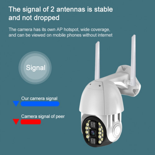 Le téléphone portable étanche extérieur Q20 fait pivoter à distance la caméra WiFi HD sans fil, prend en charge trois modes de vision nocturne et de détection de mouvement, vidéo / alarme et enregistrement, prise SH661B1197-018