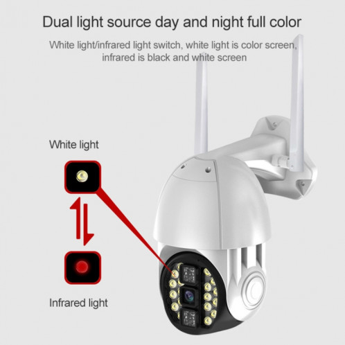 Le téléphone portable étanche extérieur Q20 fait pivoter à distance la caméra WiFi HD sans fil, prend en charge trois modes de vision nocturne et de détection de mouvement, vidéo / alarme et enregistrement, prise SH661B1197-018