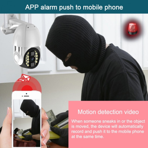Le téléphone portable étanche extérieur Q20 fait pivoter à distance la caméra WiFi HD sans fil, prend en charge trois modes de vision nocturne et de détection de mouvement, vidéo / alarme et enregistrement, prise SH661B1197-018