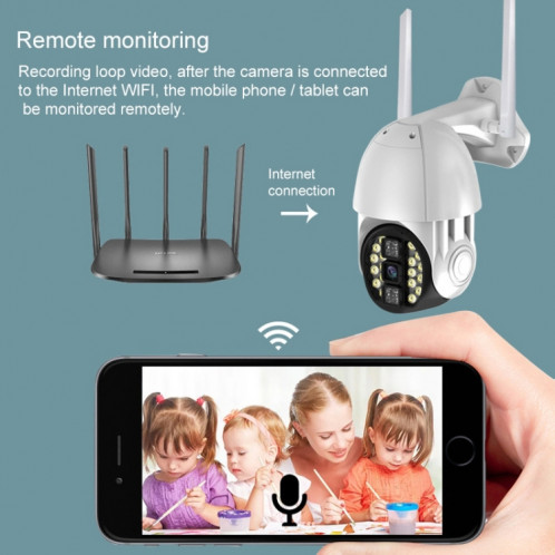 Le téléphone portable étanche extérieur Q20 fait pivoter à distance la caméra WiFi HD sans fil, prend en charge trois modes de vision nocturne et de détection de mouvement, vidéo / alarme et enregistrement, prise SH661B1197-018