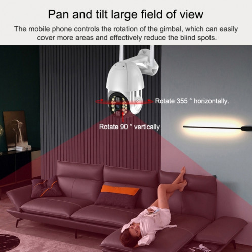 Le téléphone portable étanche extérieur Q20 fait pivoter à distance la caméra WiFi HD sans fil, prend en charge trois modes de vision nocturne et de détection de mouvement, vidéo / alarme et enregistrement, prise SH661B1197-018