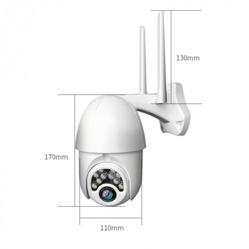 Q10 téléphone portable étanche extérieur rotation à distance WiFi sans fil 10 lumières caméra HD de vision nocturne IR, prise en charge de la détection de mouvement vidéo / alarme et enregistrement, prise SH663D335-015