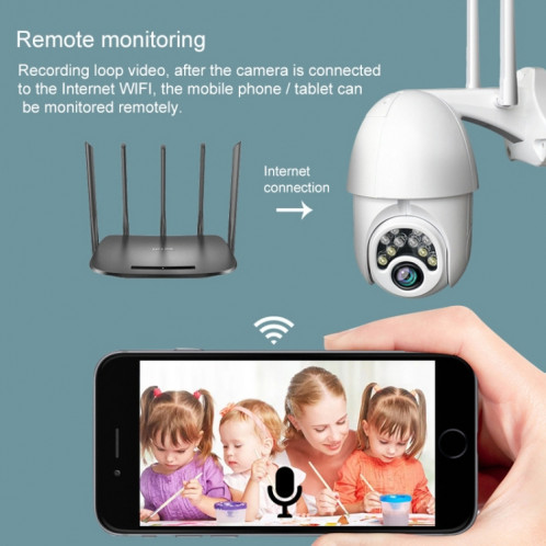 Q10 téléphone portable étanche extérieur rotation à distance WiFi sans fil 10 lumières caméra HD de vision nocturne IR, prise en charge de la détection de mouvement vidéo / alarme et enregistrement, prise SH663D335-015
