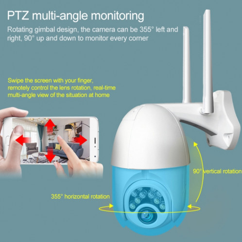 Q10 téléphone portable étanche extérieur rotation à distance WiFi sans fil 10 lumières caméra HD de vision nocturne IR, prise en charge de la détection de mouvement vidéo / alarme et enregistrement, prise SH663D335-015