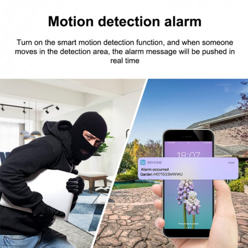 Srihome SH037 4.0 millions de pixels 2.4g + 5G WiFi Caméra imperméable, support à deux voies VOIX & TF DÉTECTION ET DETECTION DE MOTIONS ET VISITE NUIT COULEUR COLLECTION ET DÉTECTION HUMAINE AI SS16US1223-09