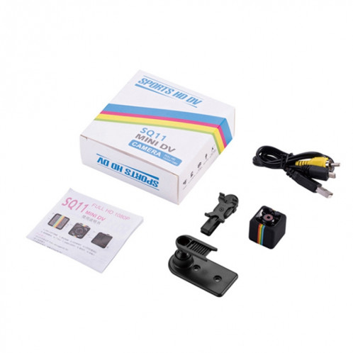 SQ11 Mini DV HD 1080P 6 LEDS Sport Enregistreur Caméra avec titulaire, Détection du moniteur de support et carte Night Vision et TF (Noir) SH211B1910-08