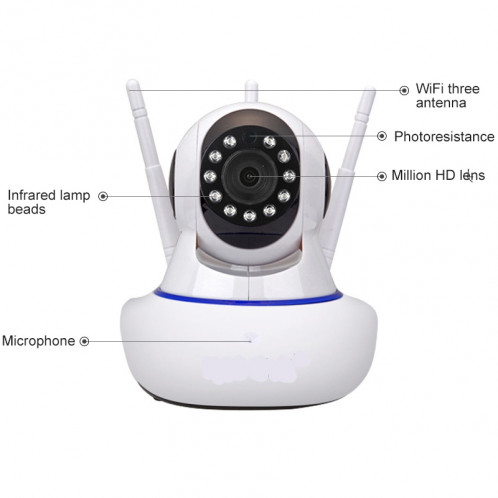 Caméra de surveillance intelligente HD 720P de réseau sans fil de caméra de surveillance sans fil d'artefact de V380 Wifi SH56851807-013