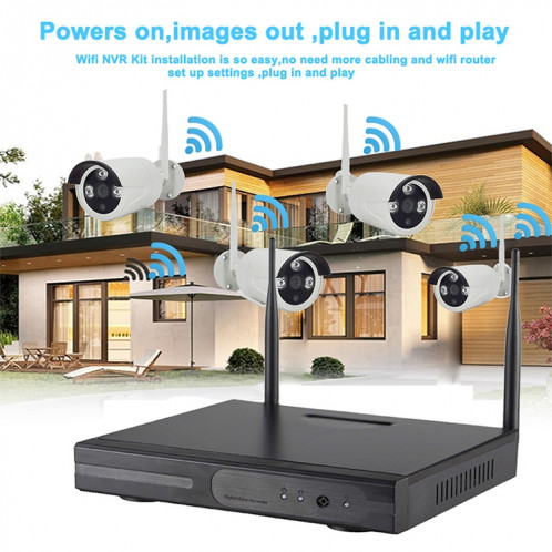 4CH HD 720P 1.0 Mega Pixel 2.4GHz WiFi IP Camera Camera + Kit NVR SH56991552-011