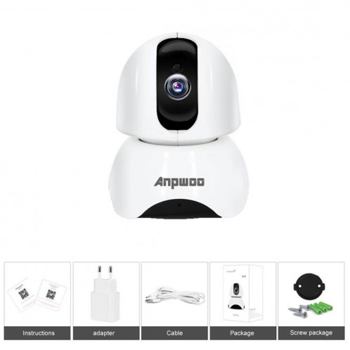 Anpwoo-YT003 200 W 3.6mm Objectif Grand Angle 1080P Smart WIFI Moniteur Caméra, Support Vision Nocturne & Extension De Carte TF Stockage, Plug UE SA75AW1861-014