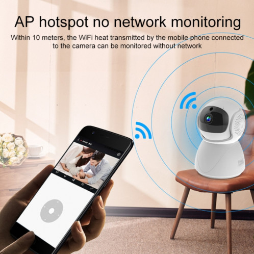 ZAS-5G01 1080p Accueil 5G WIFI Caméra panoramique double bande avec carte TF de 32 Go, support IR Night Vision & AP Hot Spot & Zone d'alarme désignée, SH75EU174-08